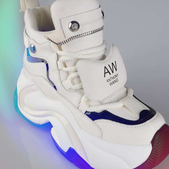 NEW ANTHONY WANG - JUPITER 04 Plasma White Platform Sneakers - Picture 4 of 6